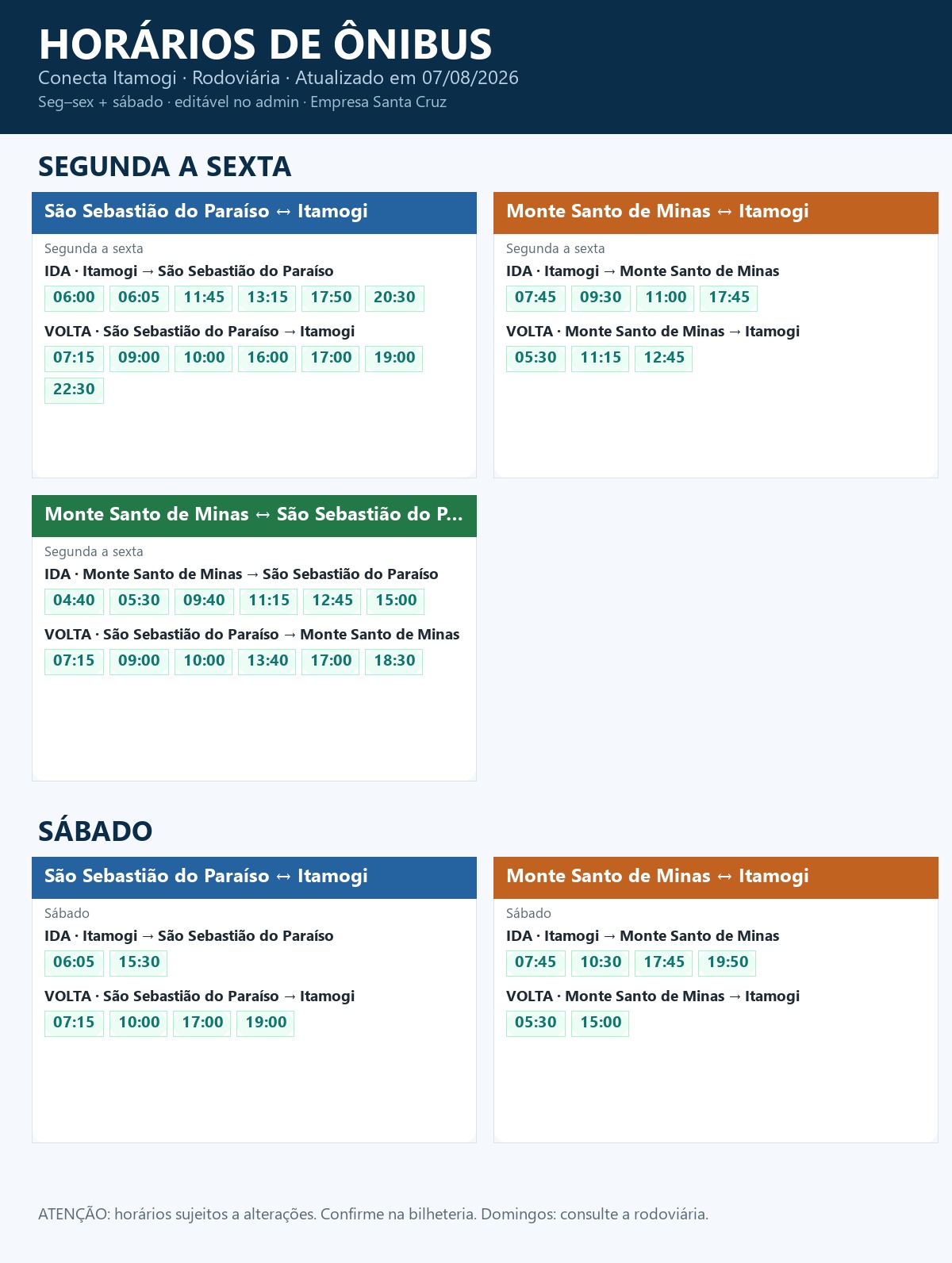 Horários de ônibus